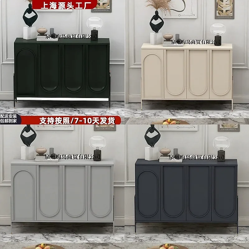 Dark Green Painted Sideboard Solid Wood Entryway Storage Cabinet Simple Arch Tea Bar Cabinet Home Package