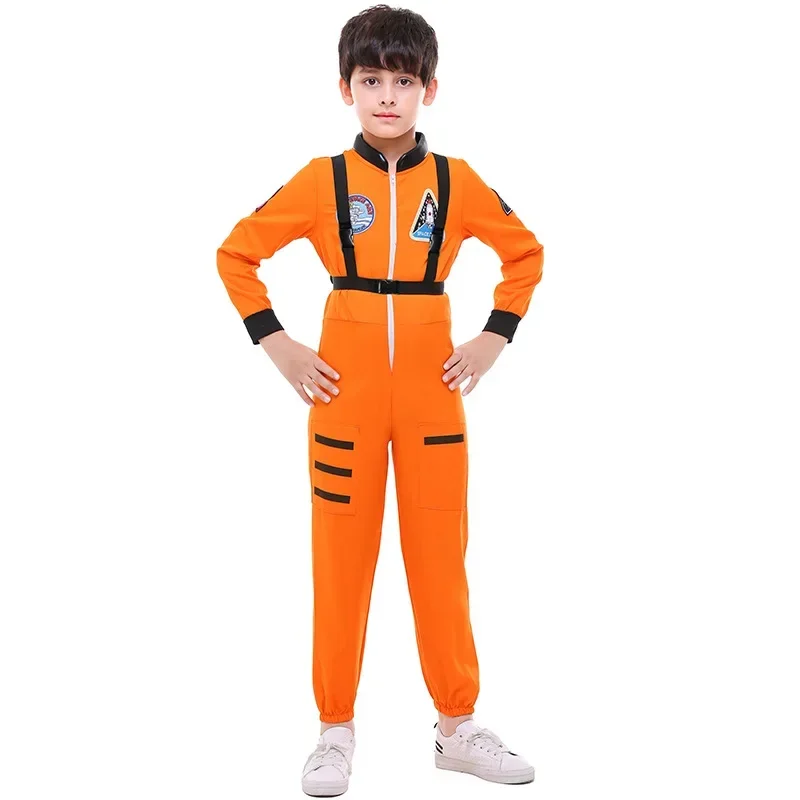 Astronaut Costume Space Mens Suit Jumpsuit With Strap Kid Outfit Size S-XL