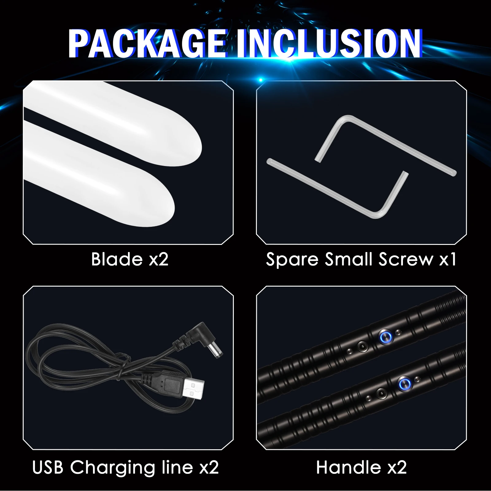 2 pezzi Set RGB 7 colori con impugnatura In metallo variabile spada laser 2 In 1 FX duello spada laser con modalità effetto sonoro carica USB LED spada laser
