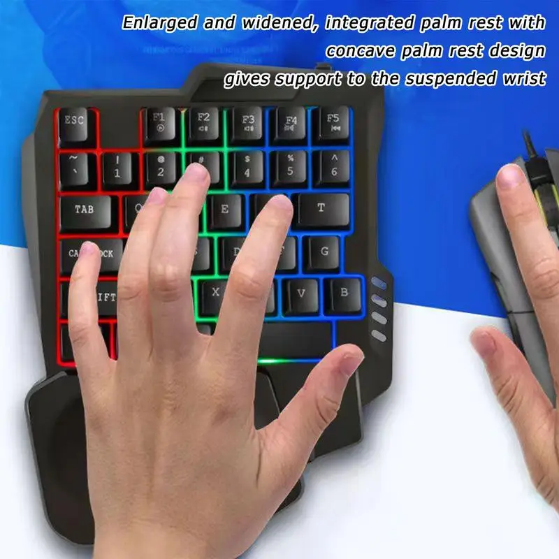 

35-клавишная игровая клавиатура, одноручная USB-проводная одноручная мини-клавиатура с RGB-подсветкой для геймера, ноутбука, настольного ПК