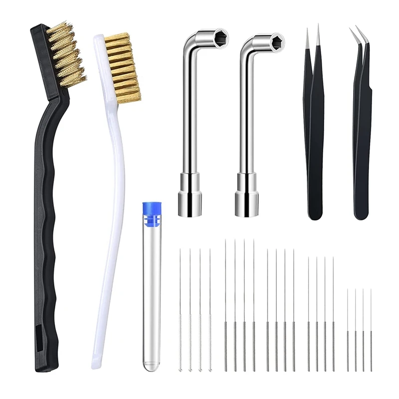 26-Piece L-Shaped Wrench Tools Stainless Steel Wrench Maintenance Kit Cleaning Pins 2 Tweezers,Wire Brushes