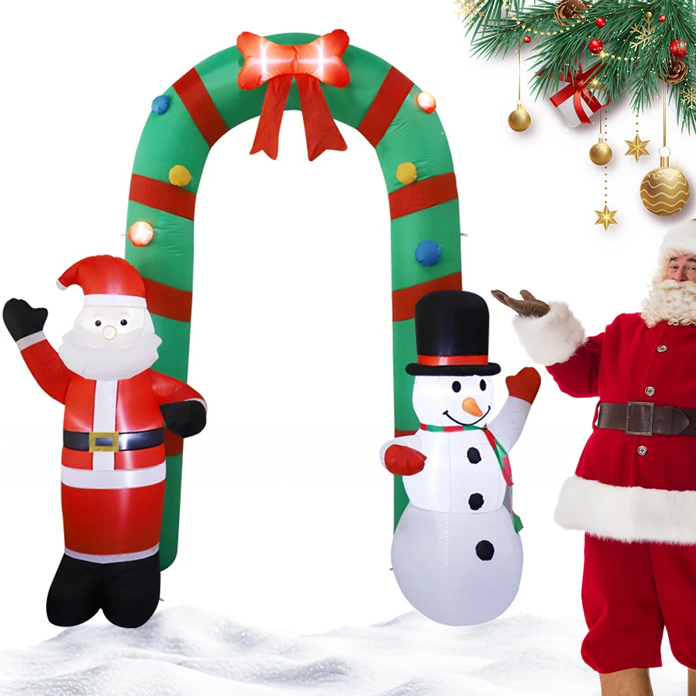 

8FT Inflatable Christmas Arch & LED Light Santa Claus Snowman Arch Lighted Christmas Archway for Garden Lawn Yard Holiday Party
