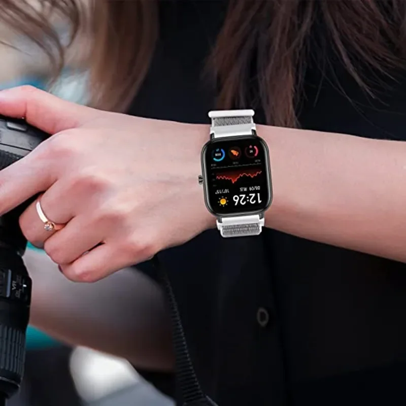 20mm/22mm Nylon Loop watch band For Amazfit GTS/4/2e/3/GTS2 Mini/GTR 4/3 pro/47mm/GTR2/2e/stratos Bracelet Amazfit bip-u strap