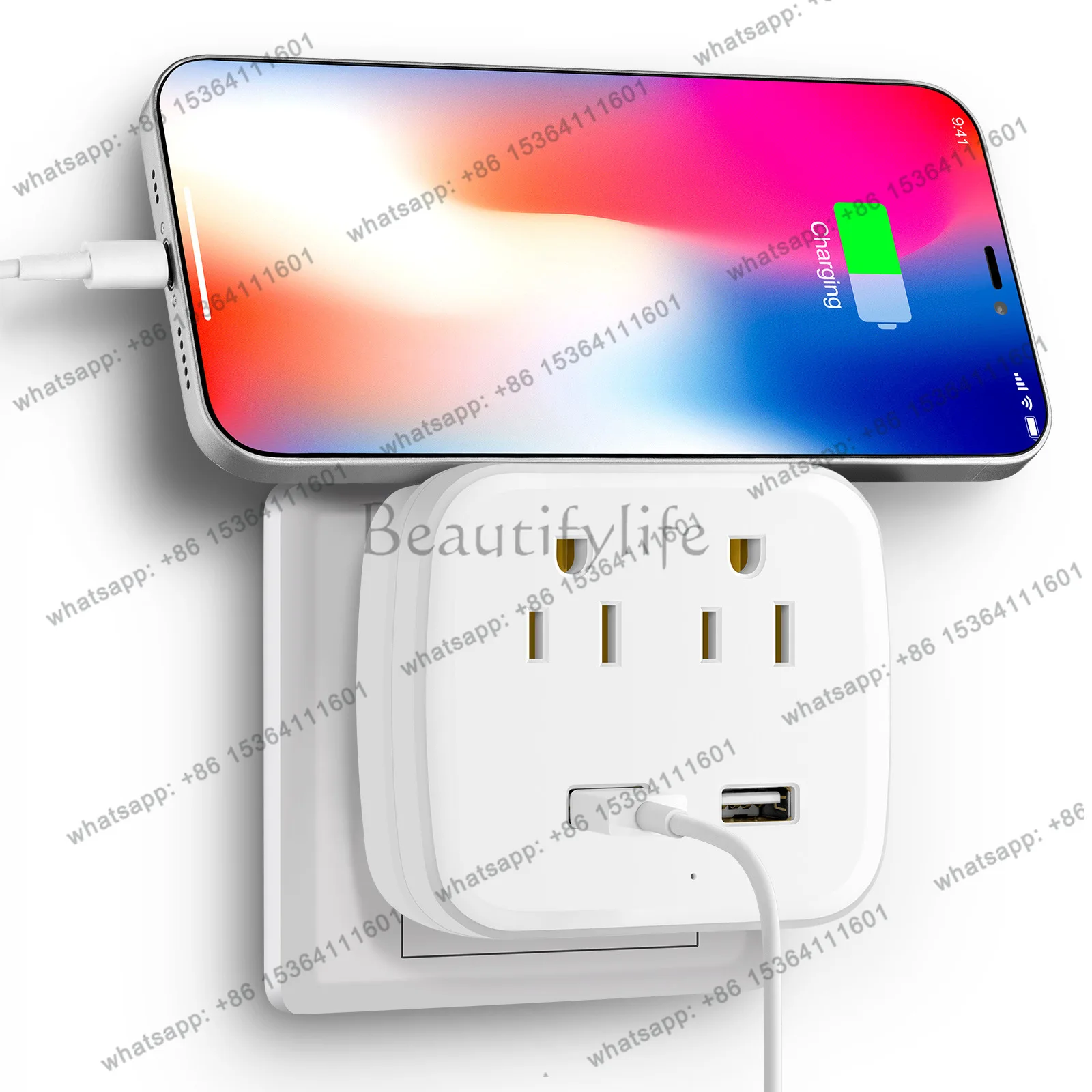 Cross-border direct supply US standard converter Portable one to two holes 2USB socket
