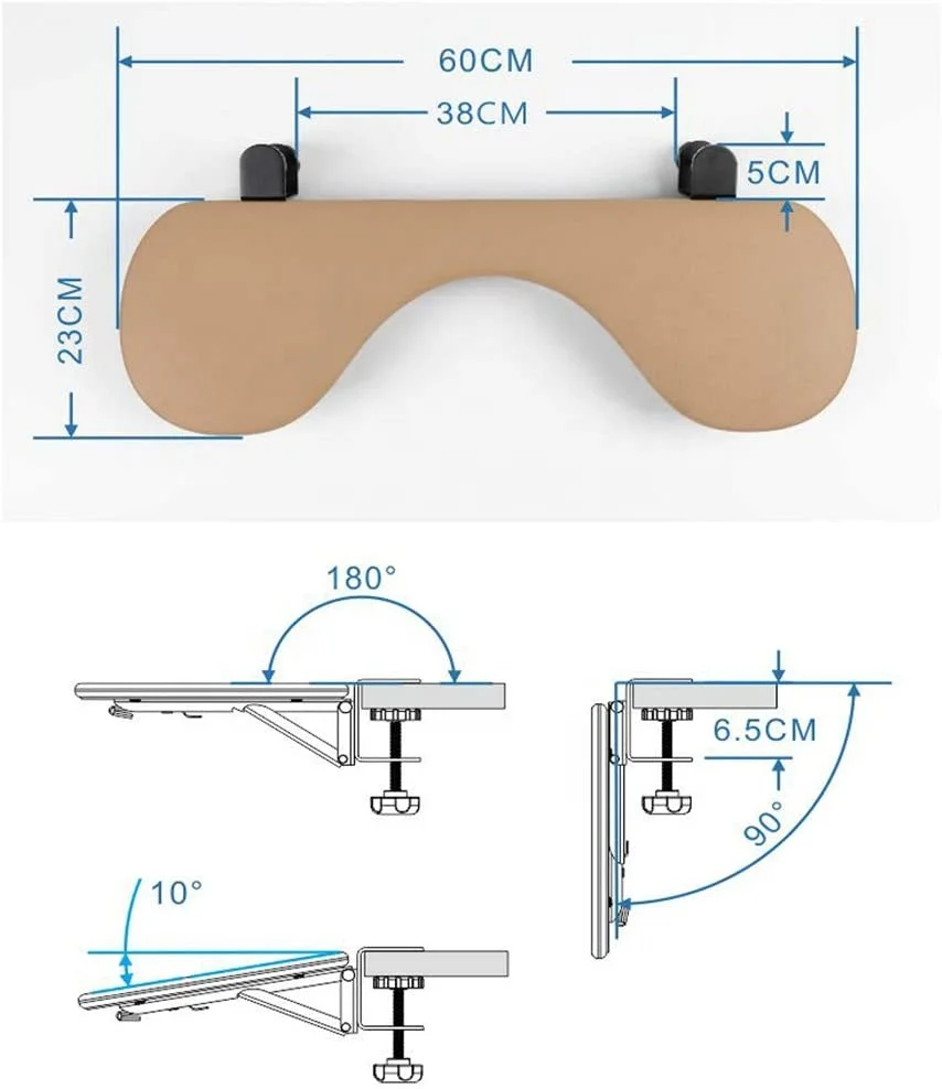 Computer Armrest Pad, Desk Extender, Leather Wrist Rest Expander, Ergonomic Keyboard Wrist Rest Desk Extender