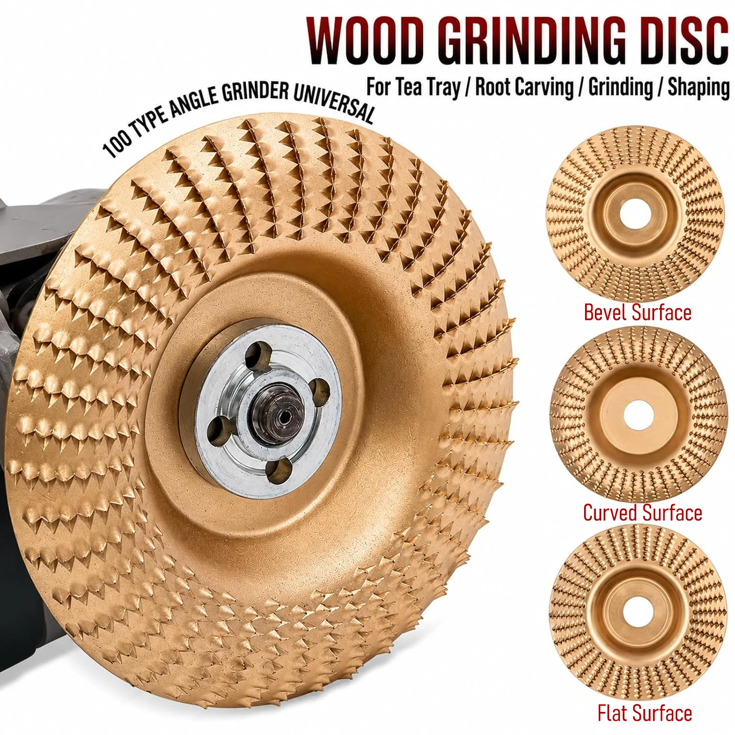 Angle Grinder Wood Grinding Wheel 100mm Sharp Barbed Teeth Sanding Disc 16/22mm Arbor for Wood Carving Shaping Polishing Tool