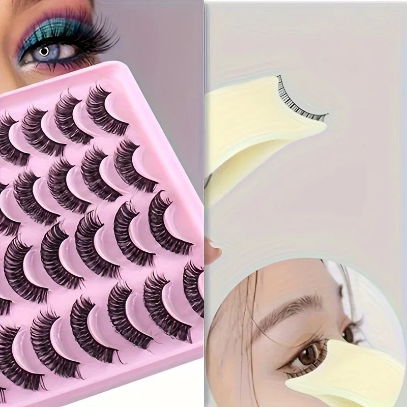 20Pairs False Eyelashes Natural Extension Simulated Curling Wearing 1PC False Eyelash Aids Thick Long 3d Blend-style Lashes Clip