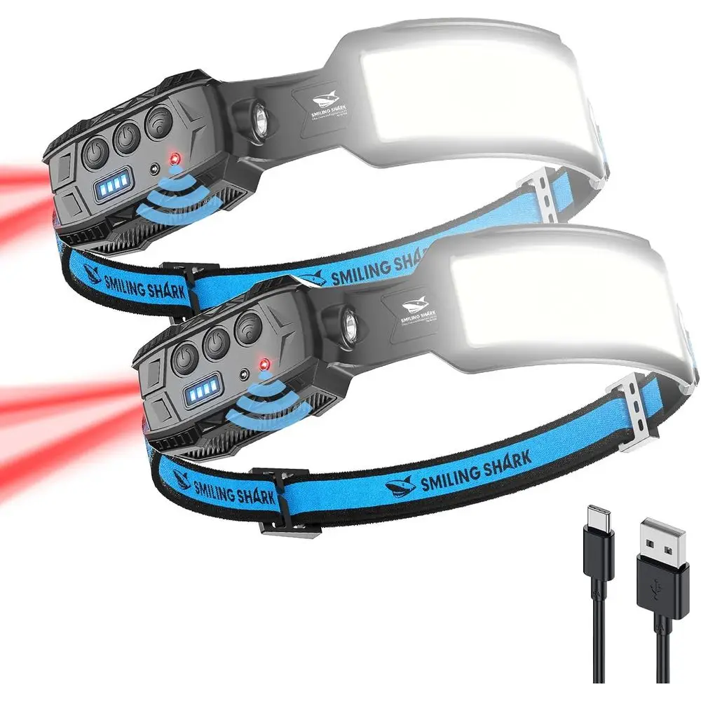 

2 Pack LED Rechargeable 6 ES 7 White Lights 270° Lighting Width Motion Sensor Red Tail Light Camping Fishing Repairation