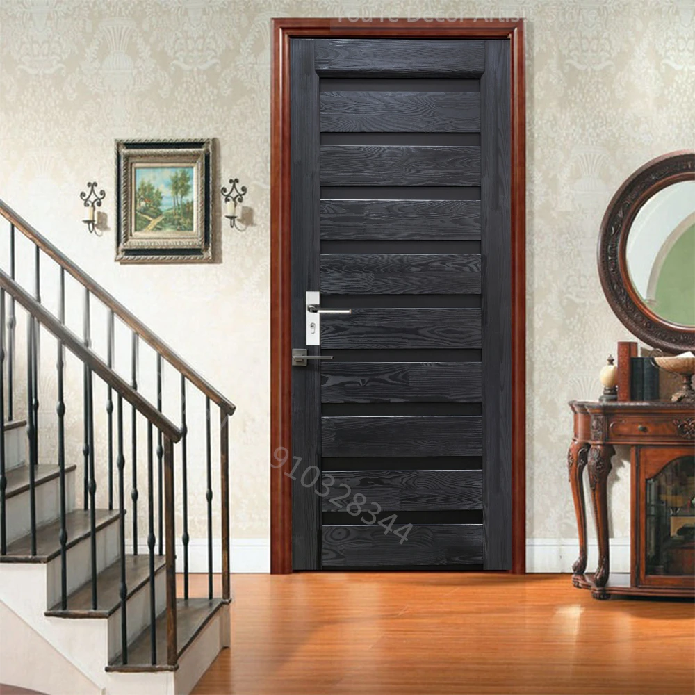 3D Retro-Türaufkleber im Holzstil Selbstklebende PVC-Wandaufkleber Schlafzimmer Dekorative Türverkleidung Autocollant De Porte – Detail 27