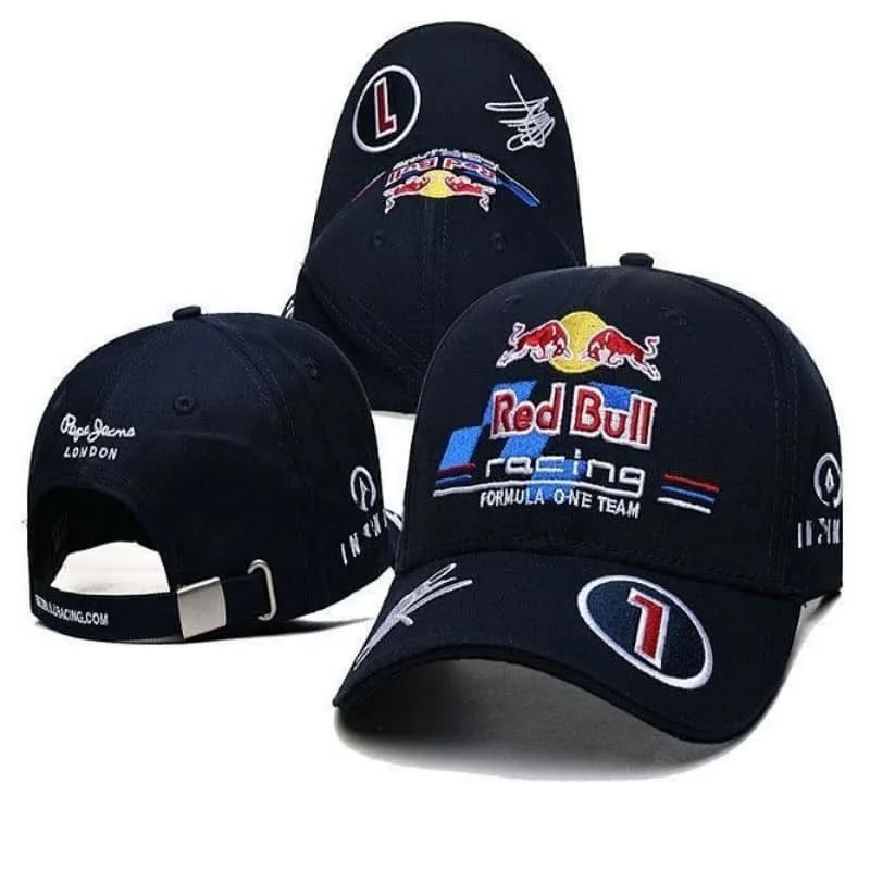 Red Bull baseball cap duckbill cap embroidered logo adjustable Red Bull racing cap men's and women's casual sun hat 1 pc