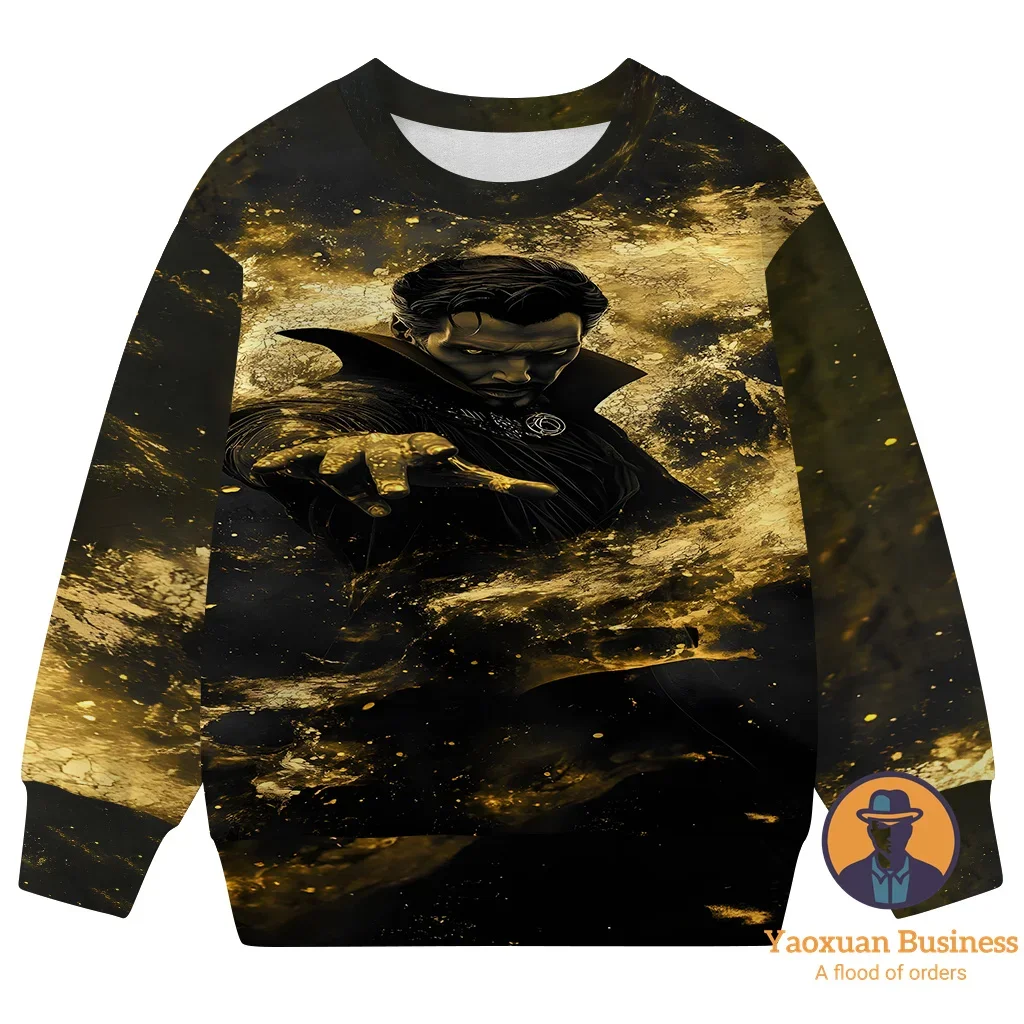 

Стильный свитшот с круглым вырезом «Доктор Стрэндж» для маленьких девочек и мальчиков с 3D принтом «Мстители», милый ветрозащитный теплый осенне-зимний свитшот