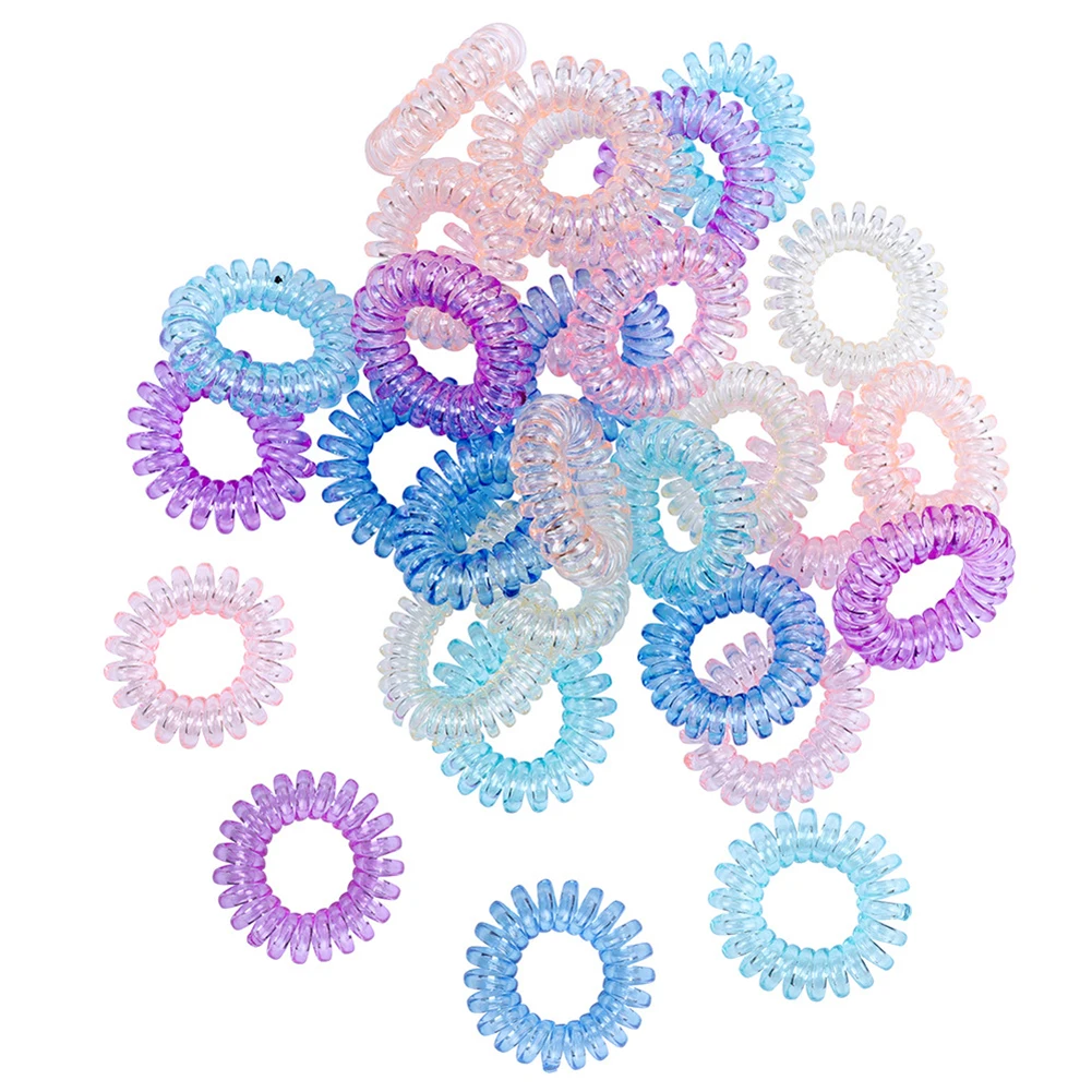 Purple Transparent Phone Cord Rubber Bands Telephone Cord Scrunchies Spiral Hair Tie Elastic Hair Band Women Hair Accessories