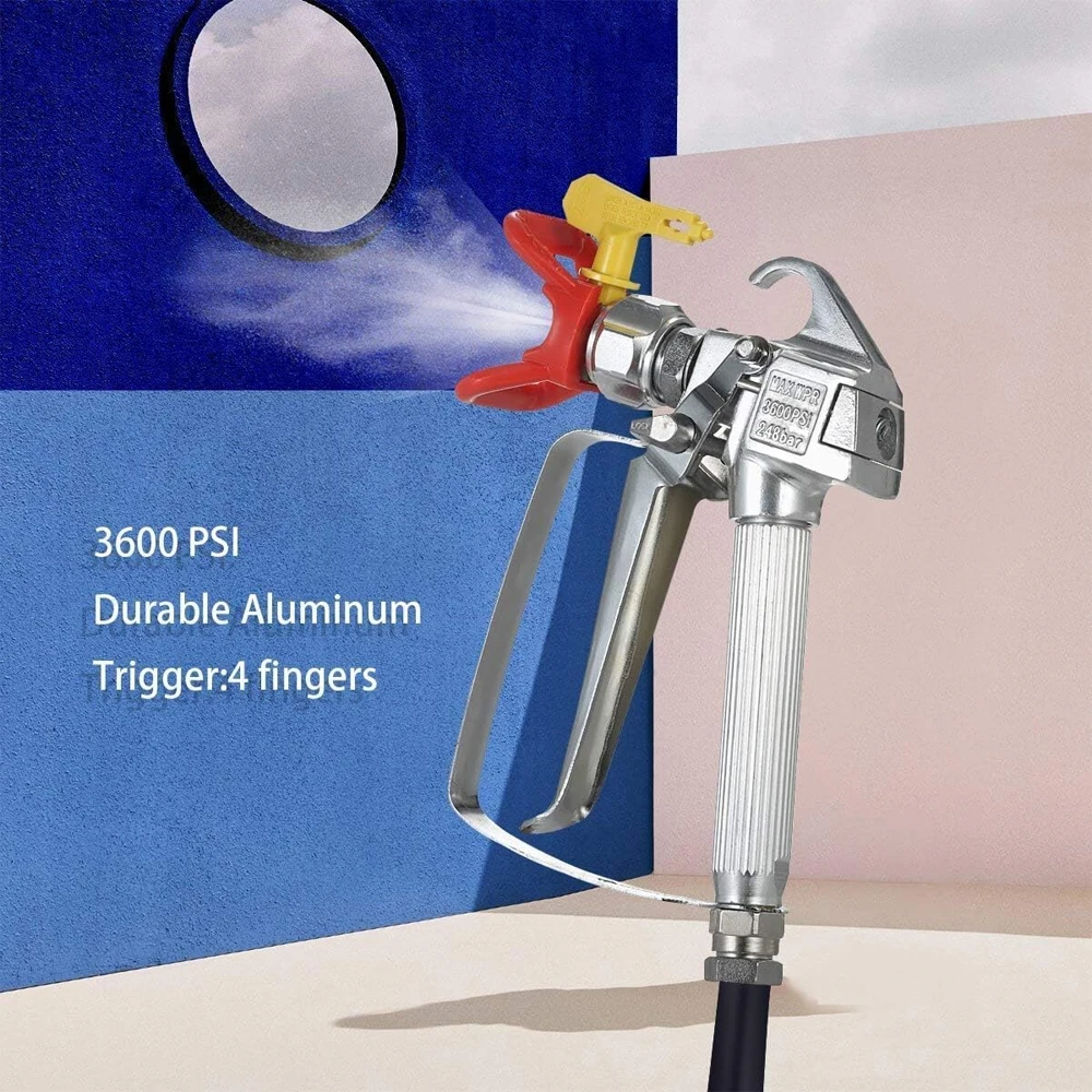 Airless Spray Gun with Tip Guard 517 Tip for Airless Paint Sprayers 3600 PSI Swivel Joint Airless Paint Gun Aluminum Body