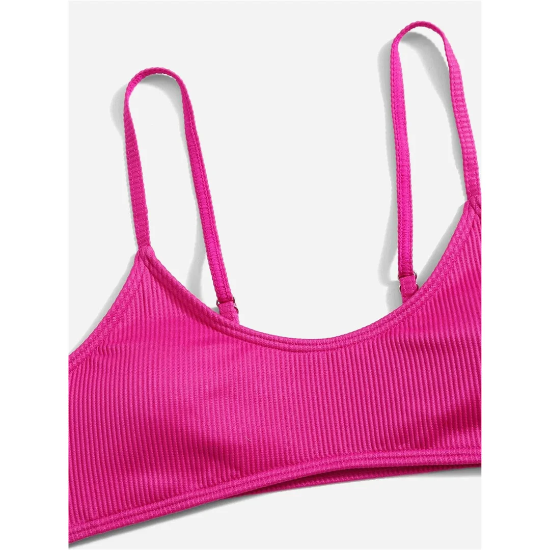 Gerippter Bikini mit hohem Beinausschnitt, Damen-Badeanzug, zweiteiliges Bikini-Set, brasilianischer Schnitt, gepolstert, Badebekleidung, Badeanzug, Modell V7126. – Detail 10
