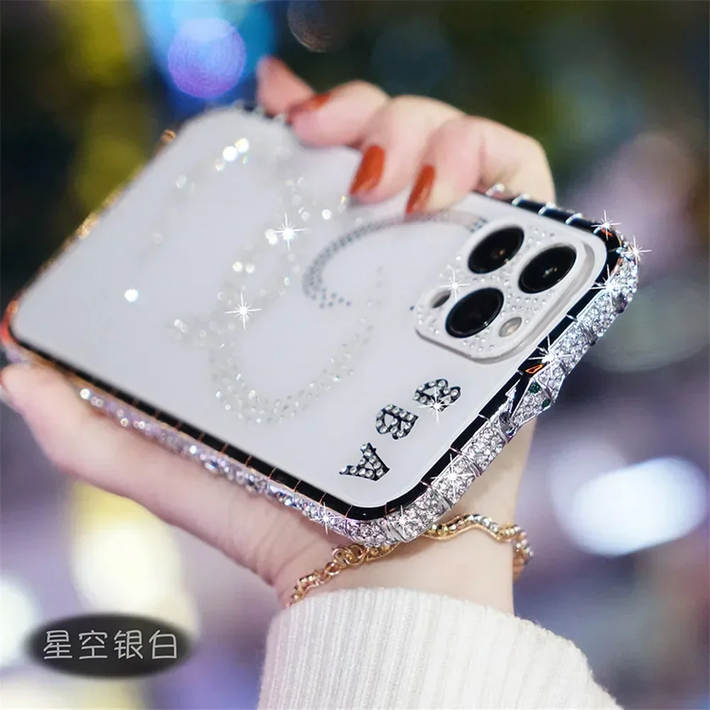 Glitter Rhinestone Diamond Cover Shockproof Metal Bumper Case For iPhone 11 12 13 14 15  Pro Max X Xs Xr Xs Max 14 15 Plus Case