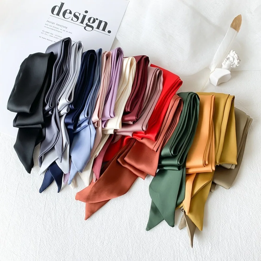 

Delicate Long Hair Scarf Headband Solid Color Neck Scarf Favor Silk Elegant Ribbon Party Scrunchies