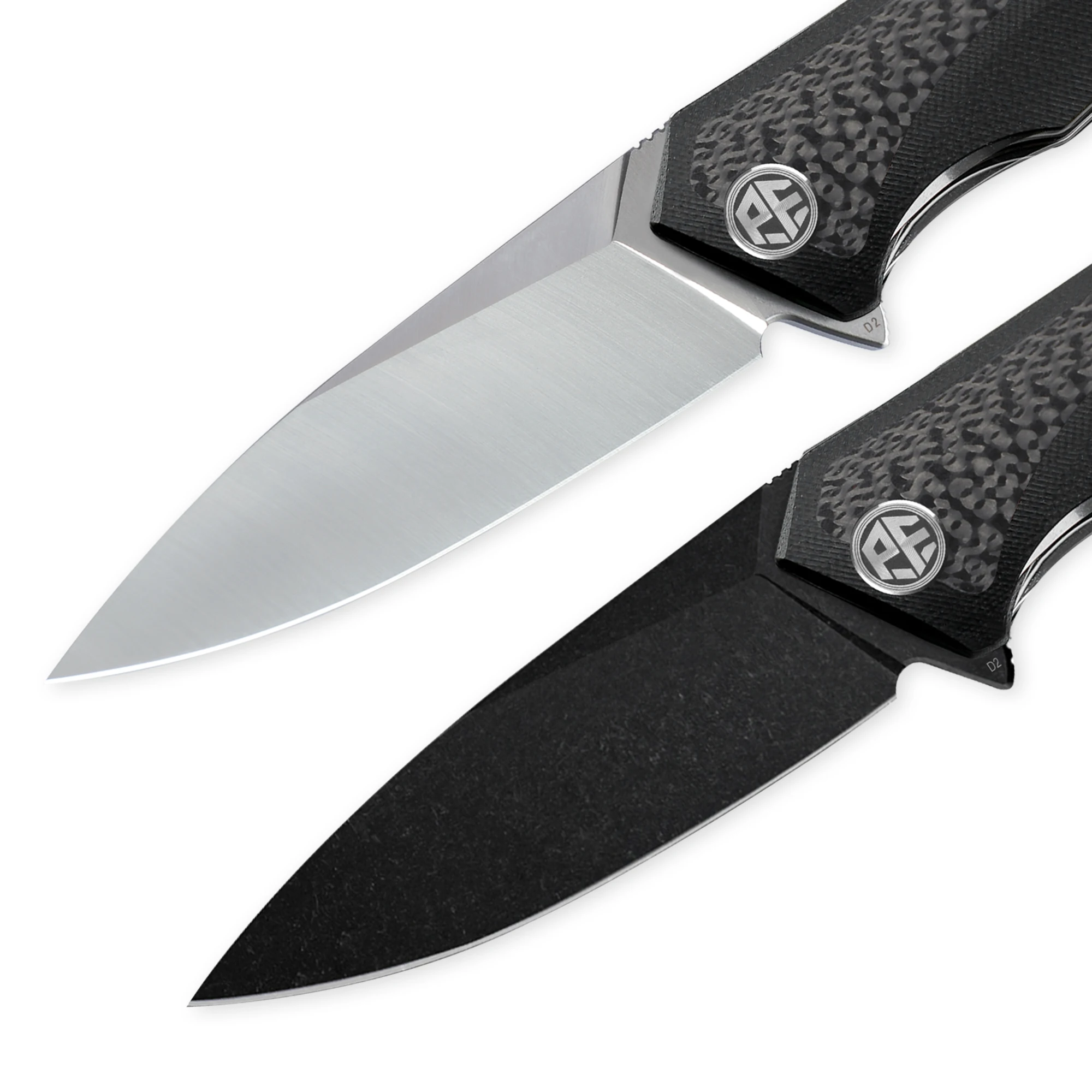 Cuchillo plegable de hoja de acero Petrified Fish PF838CS D2, mango de fibra de carbono G10 +, Herramienta de bolsillo EDC para acampar al aire