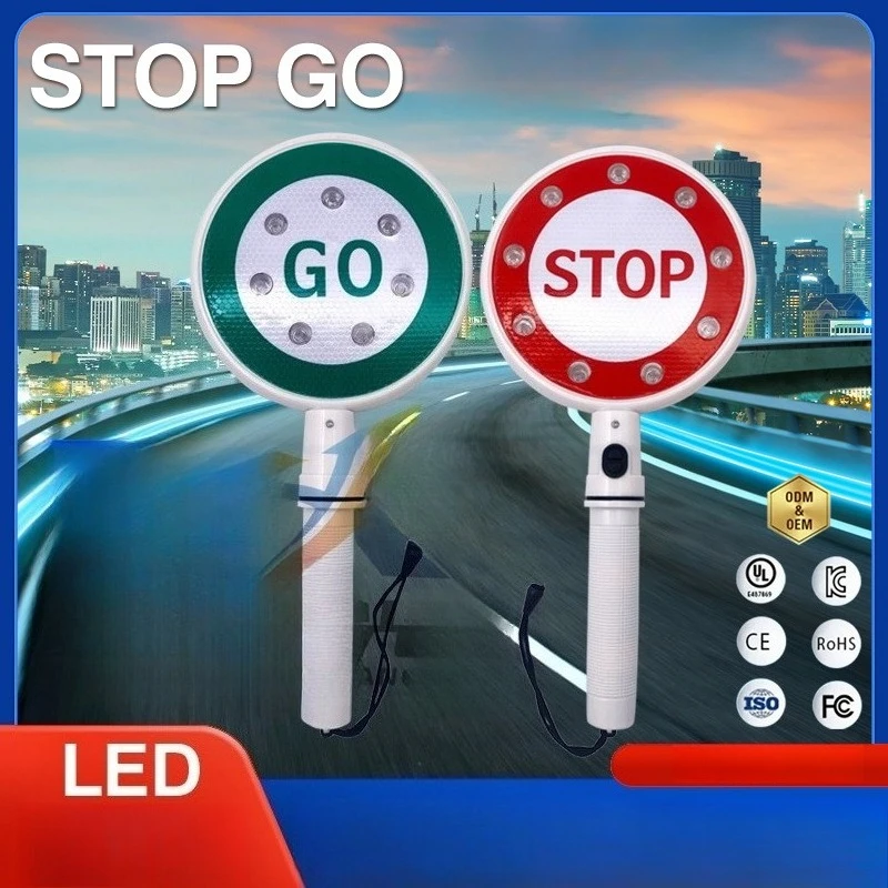 2X Hand Held Road Traffic Stop Sign Light Hoge helderheid LED-knipperlamp Gebruik batterij