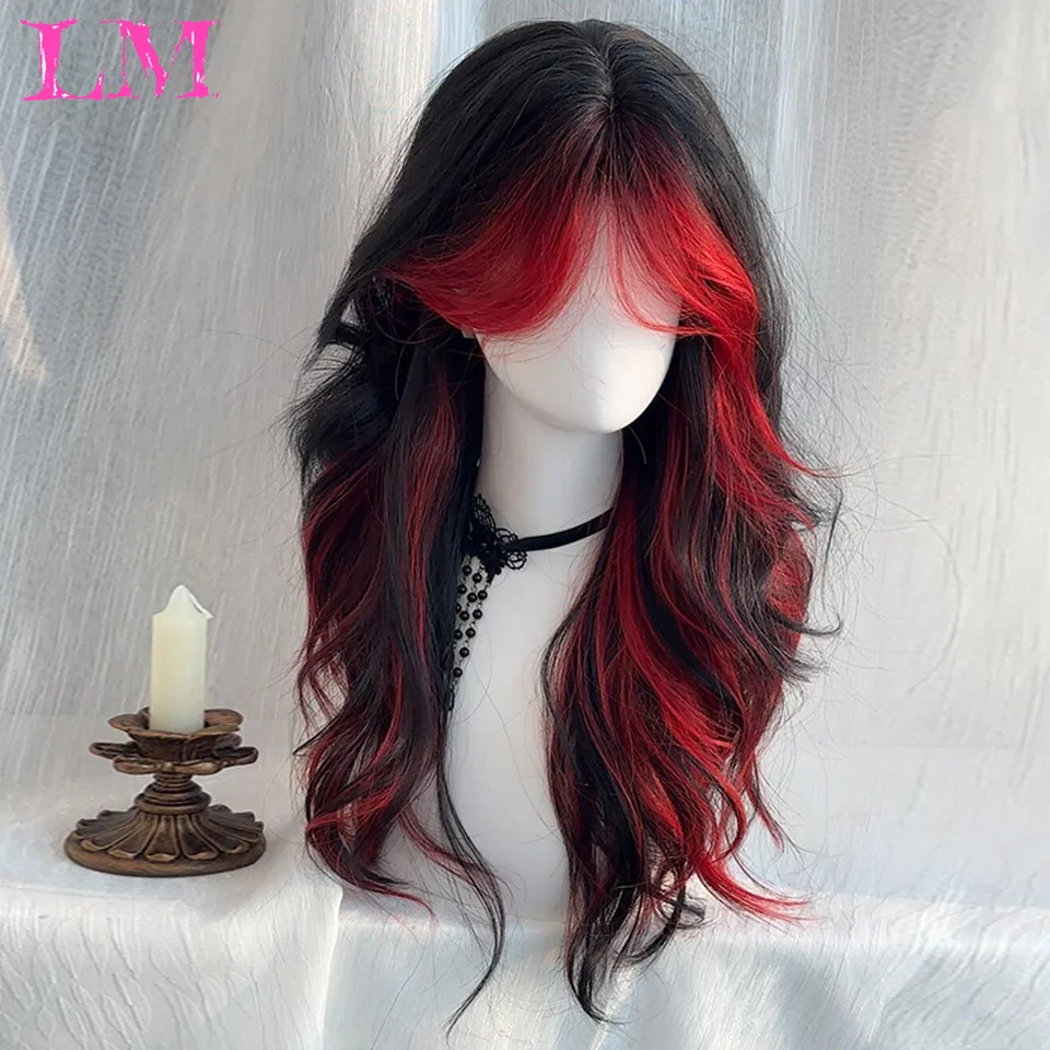 LM Synthetic Red Wig Long Straight Lace Front Wig for Woman Nature Lace Wigs for Cosplay Daily Use Heat Resistant headband wigs