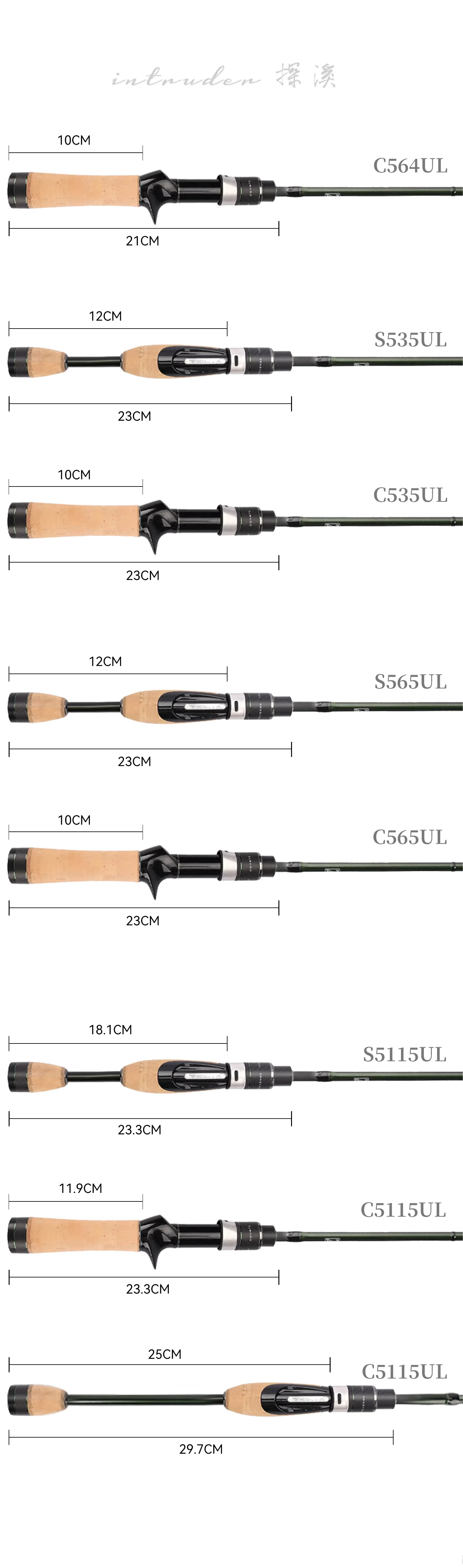 TSURINOYA INTRUDER 1,6/1,68/1,8/1,98m 5-teilige tragbare Spinn- und Casting-Angelrute für Forelle, Barsch, Bergbäche, packbare Rute – Detail 37
