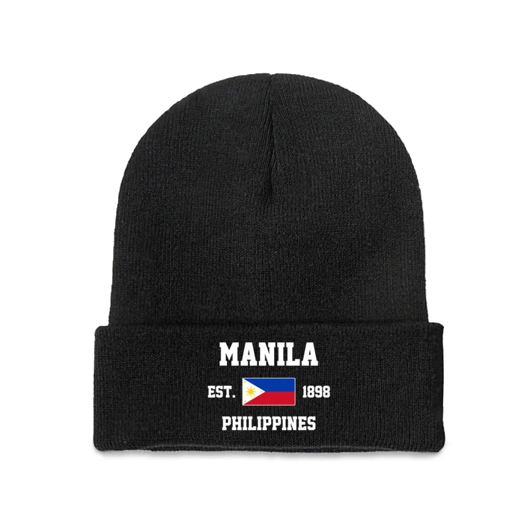 Filipinas EST.1898 Manila Capital, gorro tejido unisex para hombre y mujer, gorro con estampado de invierno y otoño, gorro cálido