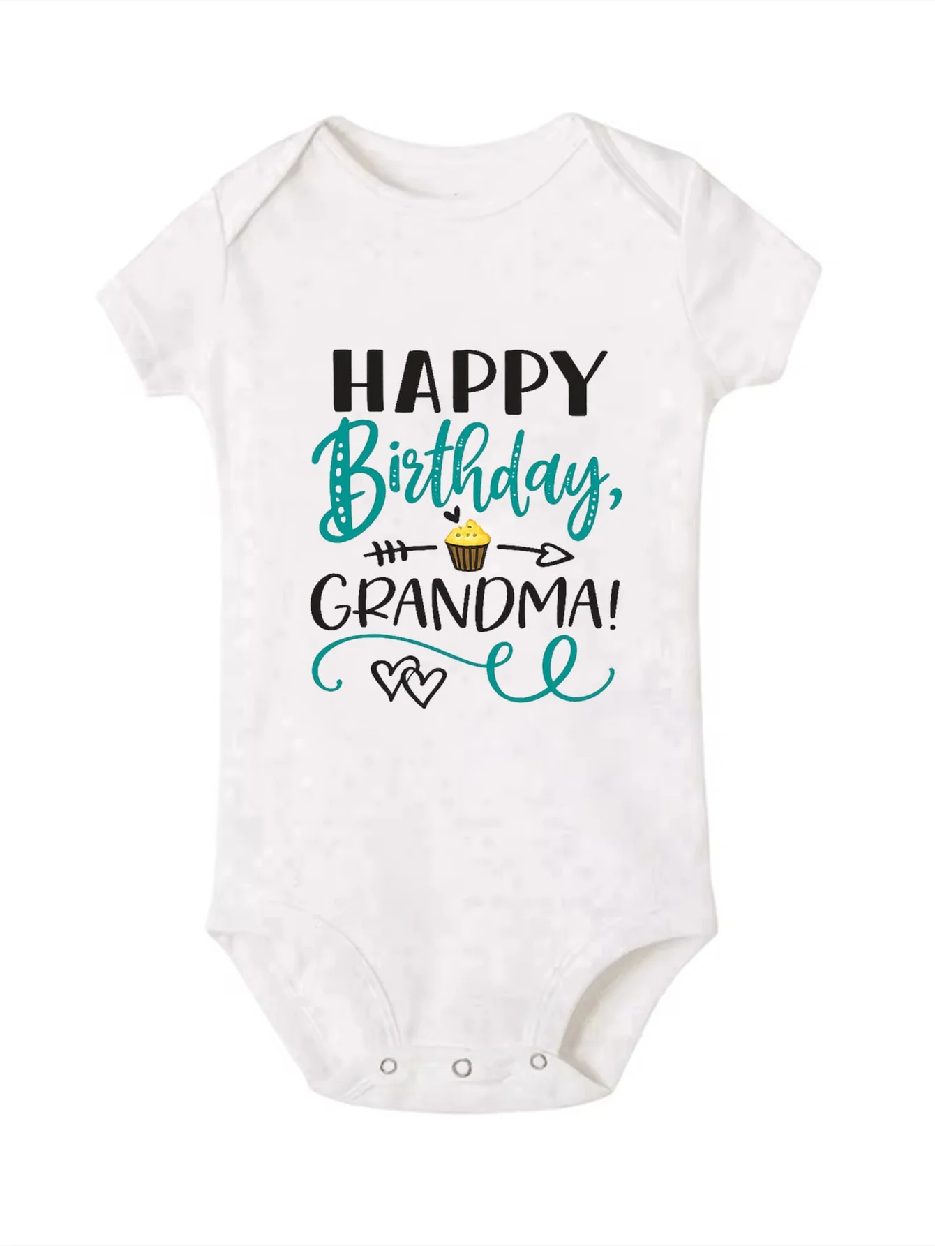 Happy Birthday to the Best Grandmother Pattern Newborn Jumpsuit Birthday Party Set Body Summer Short Sleeved Jumpsuit