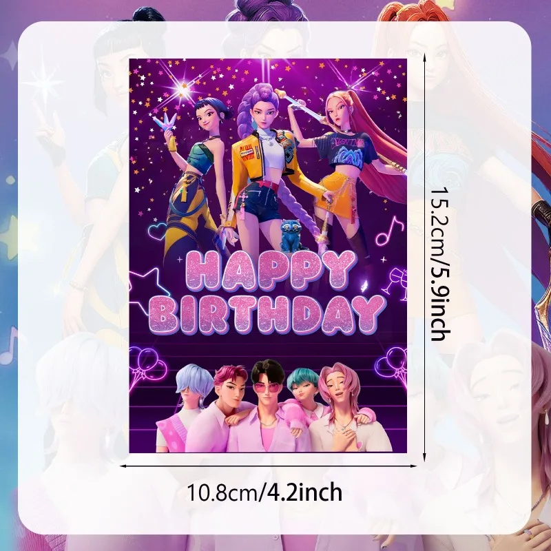 12 KPop Devil Hunter Party Invitation Cards Anime Children's Halloween Birthday Cards Party Invitation Cards