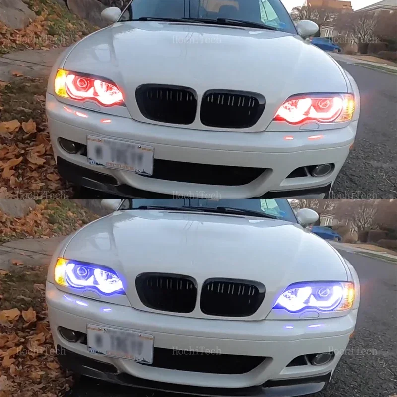 لسيارات BMW 3 Series E46 سيدان 1999-2005 RGB متعدد الألوان App التحكم M4 نمط LED المصباح عيون الملاك لمبة حلقة مصباح