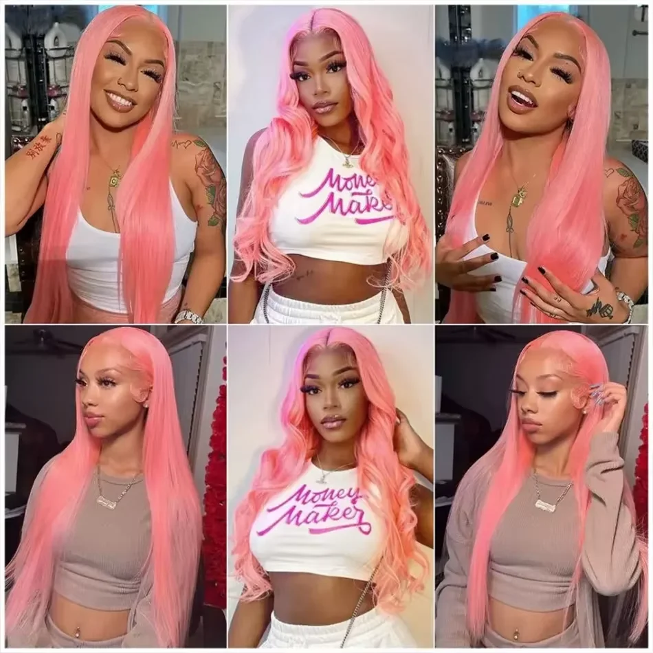 30 Inch Lace Front Wig Human Hair 13x6 Straight Pink HD Lace Frontal Wig Human Hair Pink Lace Front Wig Human Hair For Women image 5