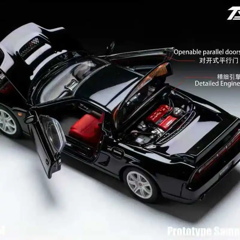 TopArt Diecast 1:64 Honda NSX-R NA Metal Black Openable Car Model Honda Play Vehicles Collectible Model Cars Toys for Boys Gift