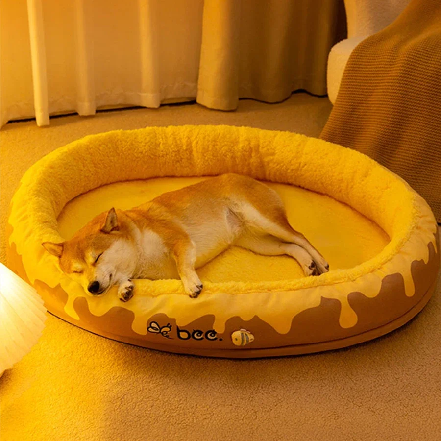 Round Dog Bed Medium Small High Deep Enclosure Machine Wash Safety Non Slip Warm Nest Aesthetic Mascotas Home Dog Accessories