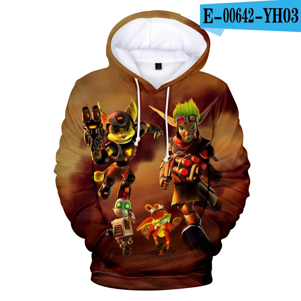 Sudaderas con capucha con estampado 3D de Jak and Daxter, juego clásico, popular y divertido, sudaderas de manga larga para hombres y mujeres, sudaderas informales