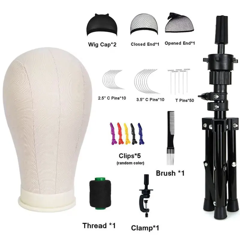 

23-дюймовый холщовый блок, голова манекена, дисплей для парика со штативом, стильная голова для укладки париков и образования парикмахерских услуг