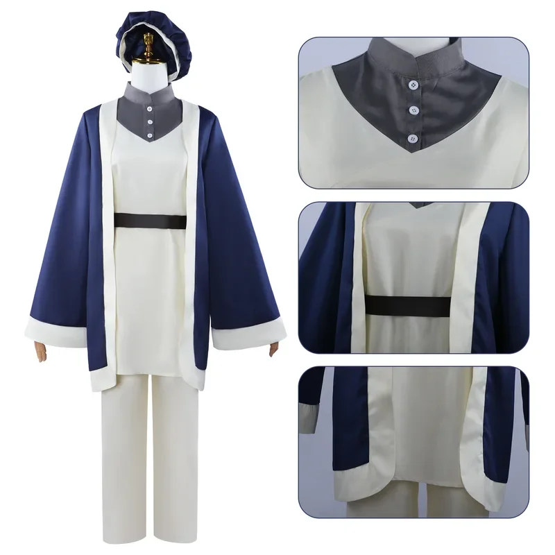 Anime Delicious in Dungeon Falin Touden Cosplay Costume Wig Uniform Dark Blue Robe Hat Belt Laios Touden Halloween Party Girls