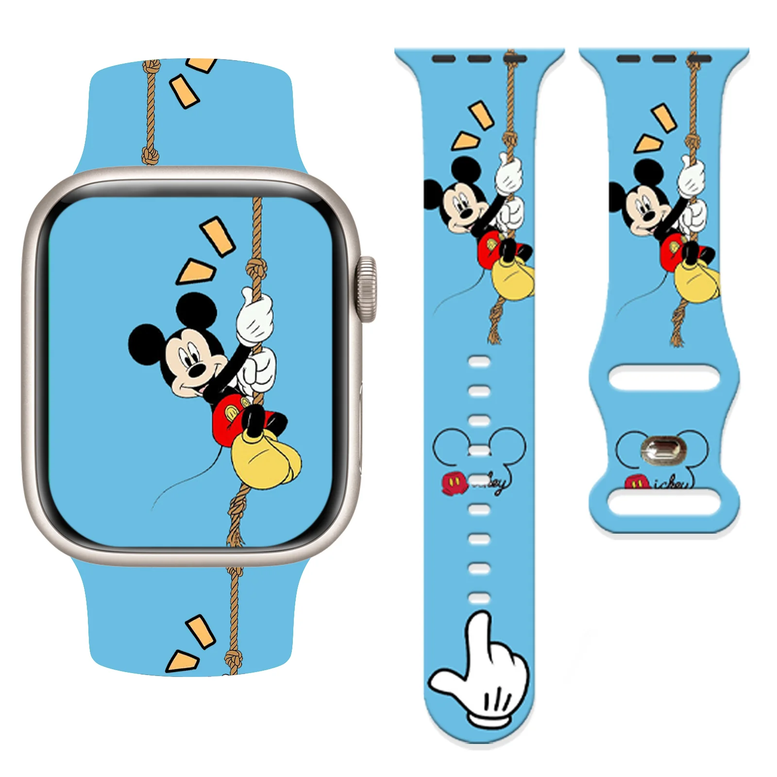 Disney Naughty Mich Silicone Strap for Apple Watch 10 9 8 7 6 Band Replaceable Bracelet for iWatch 45mm 44mm 42mm 41mm Watchband