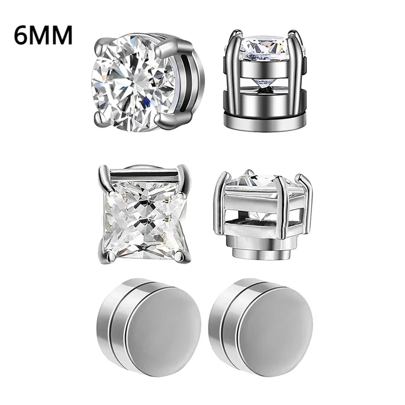 Kristall Starke Magnetische Ohrstecker Clip Ohrringe für Männer und Frauen Punk Runde Zirkon Magnet Ohrringe Nicht Piercing Schmuck