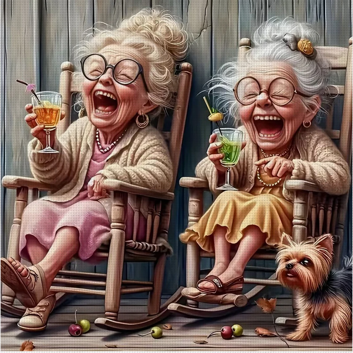 Cheerful Old Friends Kreuzstich-Set zum Selbermachen, 11CT-Stickerei, Heimwanddekoration, Geschenk, handgefertigtes Material, rahmenlos, halbfertig, 36 x 36 cm