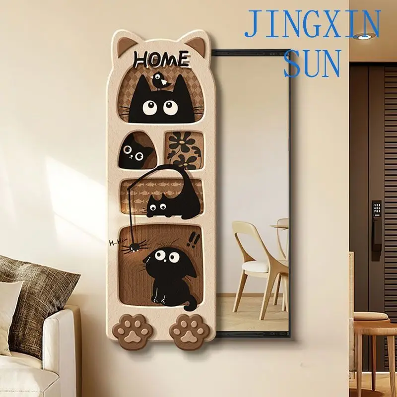 Hidden full-length mirror decorative painting can be pushed and pulled invisible cloakroom full-length