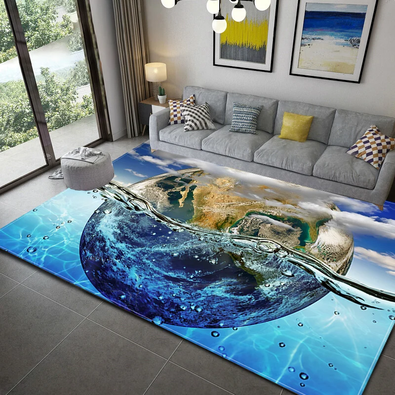 3D Galaxy Space Print Carpet Living Room Home Decor Bedroom Bedside Rug Kitchen Bathroom Anti-Slip Floor Mat Hallway Doormat