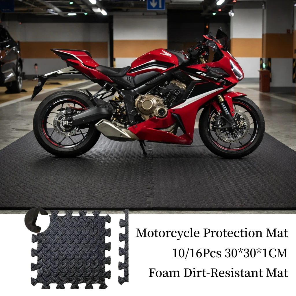 10/16Pcs Motorrad Boden Schutz Matte 30*30*1CM Motorrad Parkplatz Schmutz-Beständig Matte Eva ineinandergreifende Schaum Boden Fliesen Matte