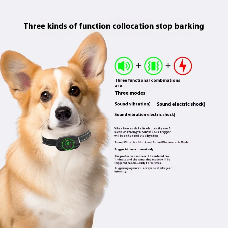 Smart Automatic Anti Barking Dog Collar Rechargeable Vibration Stop Bark Collar Pet Accessories for Small Medium Dogs