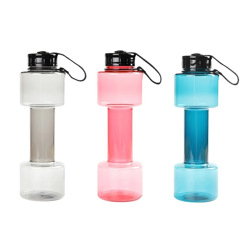 Dumbbell Shaped Water Bottle, Fitness, Gym, Exercise, Training Cup, Leak Proof Lid, 700ml