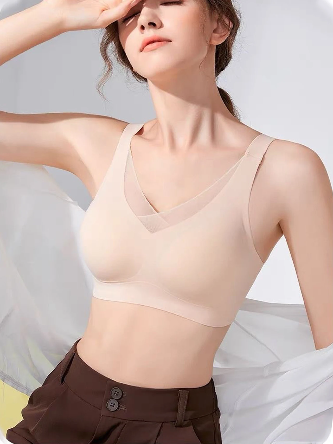 Prosthetic Breast Bra for Women after Breast Surgery, Fake Breast Bra, Push-Up Fake Breast Bra, Seamless Breathable, Wire-Free Bra, Close-Fitting Shoulder Straps, Adjustable Breast Pads, Removable