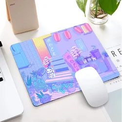 Small Mouse Pad Dreamy Girly Mousepad Gamer Purple Desk Mat Keyboard Pad Japanese-style Street Carpet Computer Mauspad 220X180