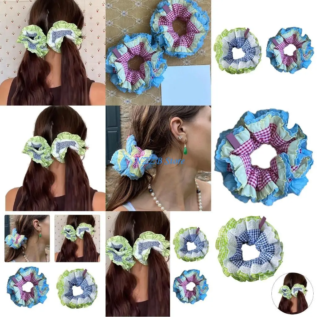 

T21F Elegant Lace Hair Scrunchy Women Hair Buns Hair Elastics Hair Scrunchies Female Headpiece Girl Sweet Ballets Hair Tie