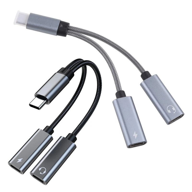 

PD 60W USB Cable 2 in 1 Fast Type to Type Headphone Adapter