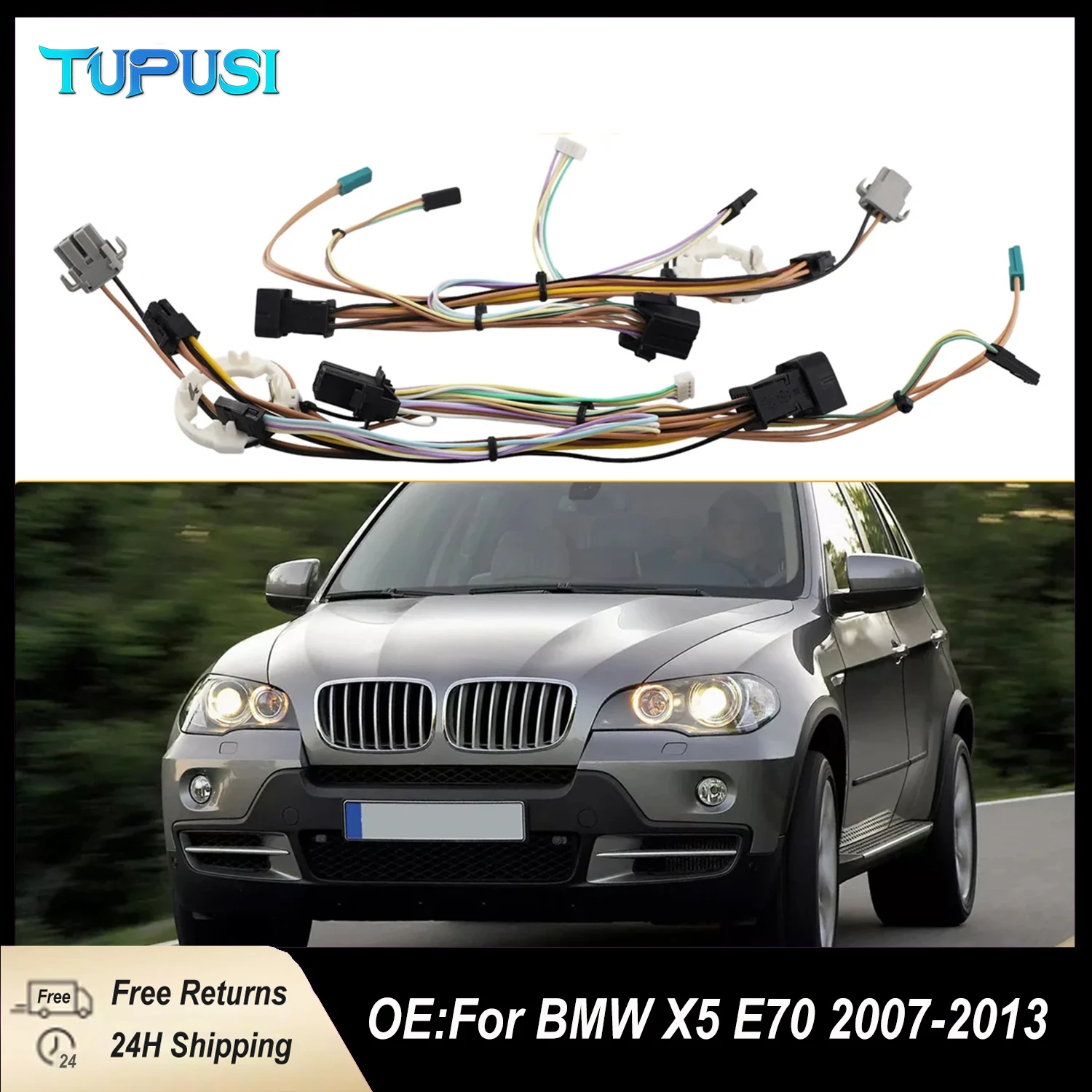 

Left & Right Headlight For BMW X5 E70 2007 2008 2009 2010 2011 2012 2013 Wiring Harness Internal Cable with AFS