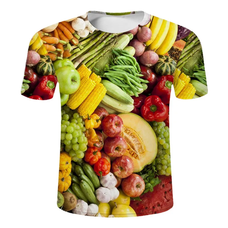 Summer Fashion Personality Fruit and Vegetable graphic t shirts For Men Trend Casual Fun harajuku Printed O-neck Short Sleeve