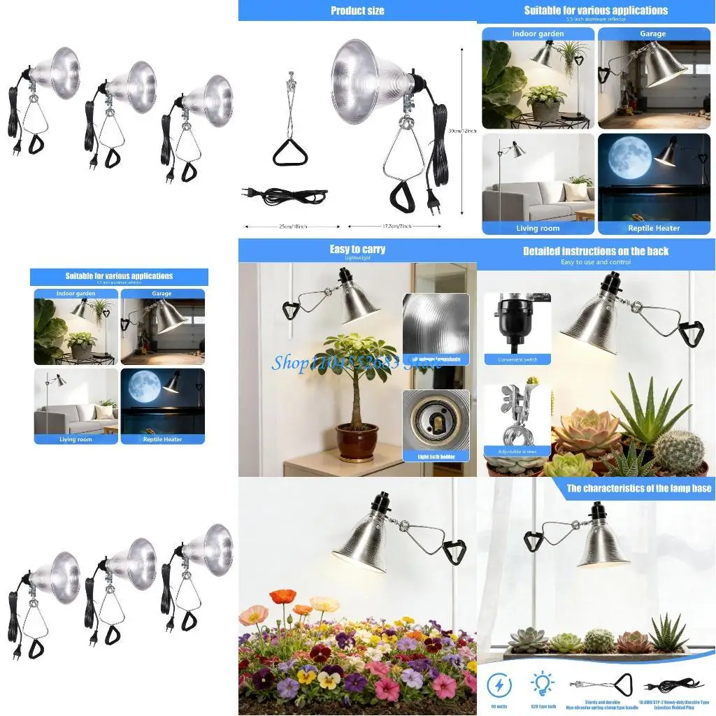 

Y6GD Indoor Use 150W Clamp Light Cover Aluminum Reflector Metal Texture for Workshop