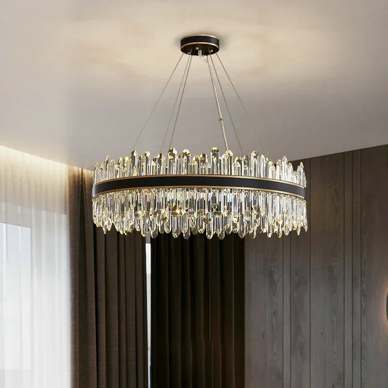 

Living room luxury modern crystal lamp chandelier round/oval LED crystal lamp new black home decoration lamps